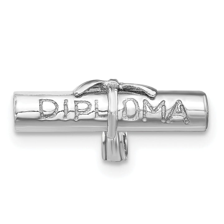 14K White Gold Polished Finish 3-Dimensional DIPLOMA Rolled Up Charm Pendant