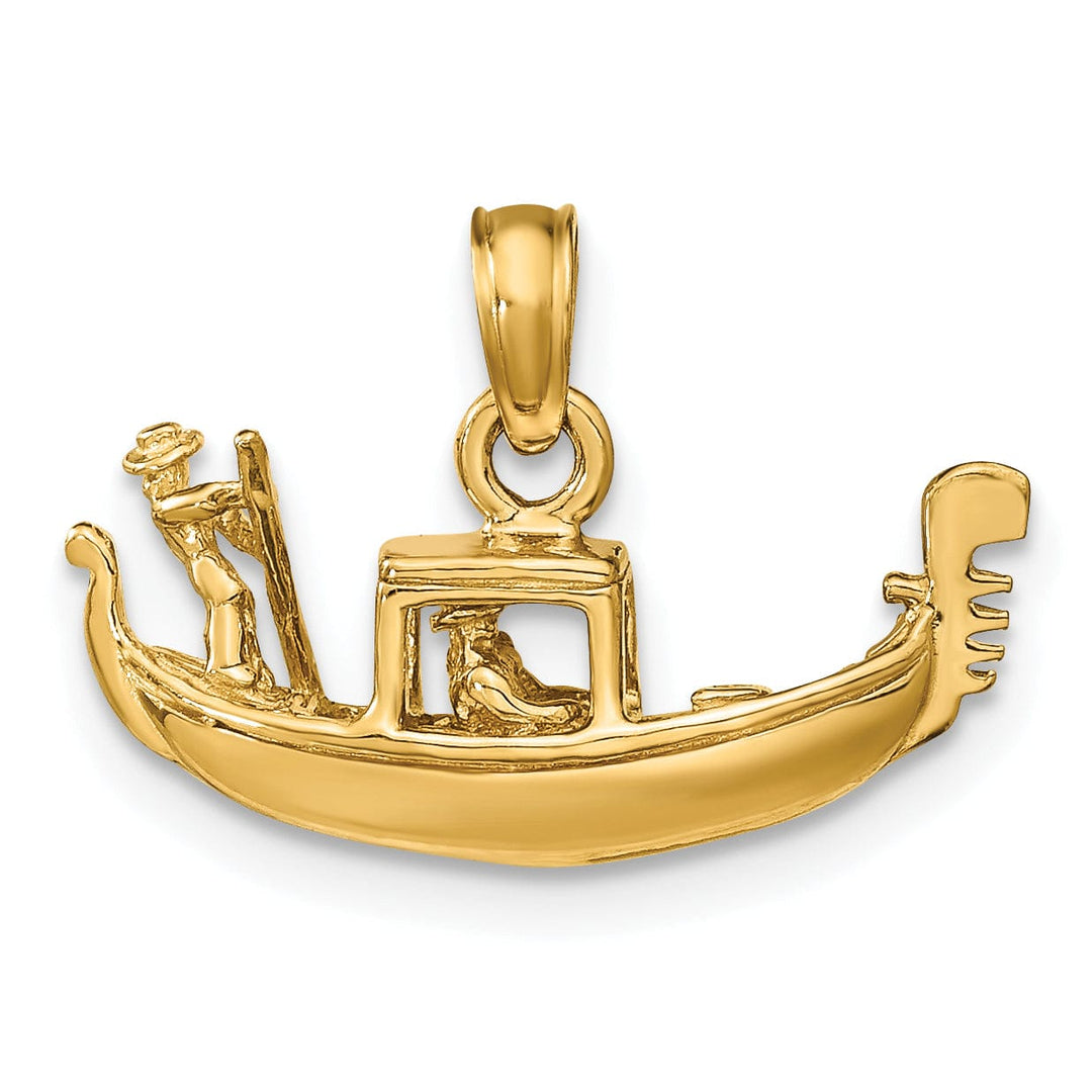 14K Yellow Gold Polished Finished Solid 3-Dimensional Gondola Charm Pendant