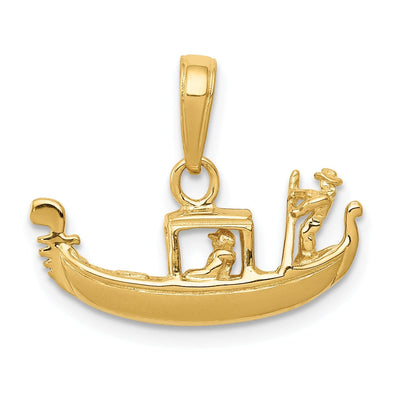 14K Yellow Gold Polished Finished Solid 3-Dimensional Gondola Charm Pendant