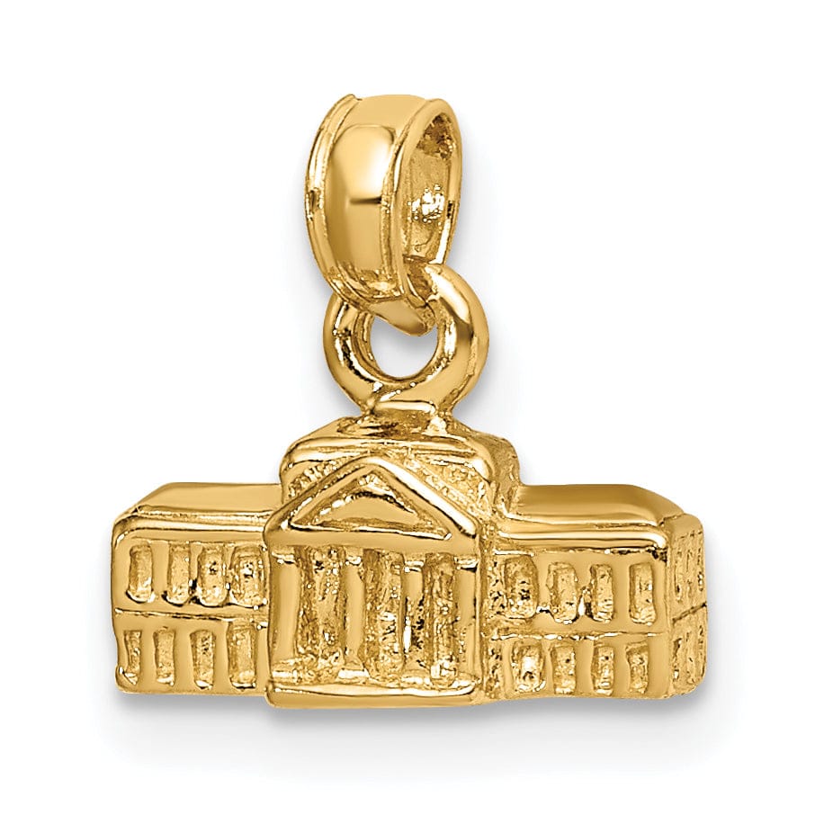 14k Yellow Gold 3-D White House Pendant