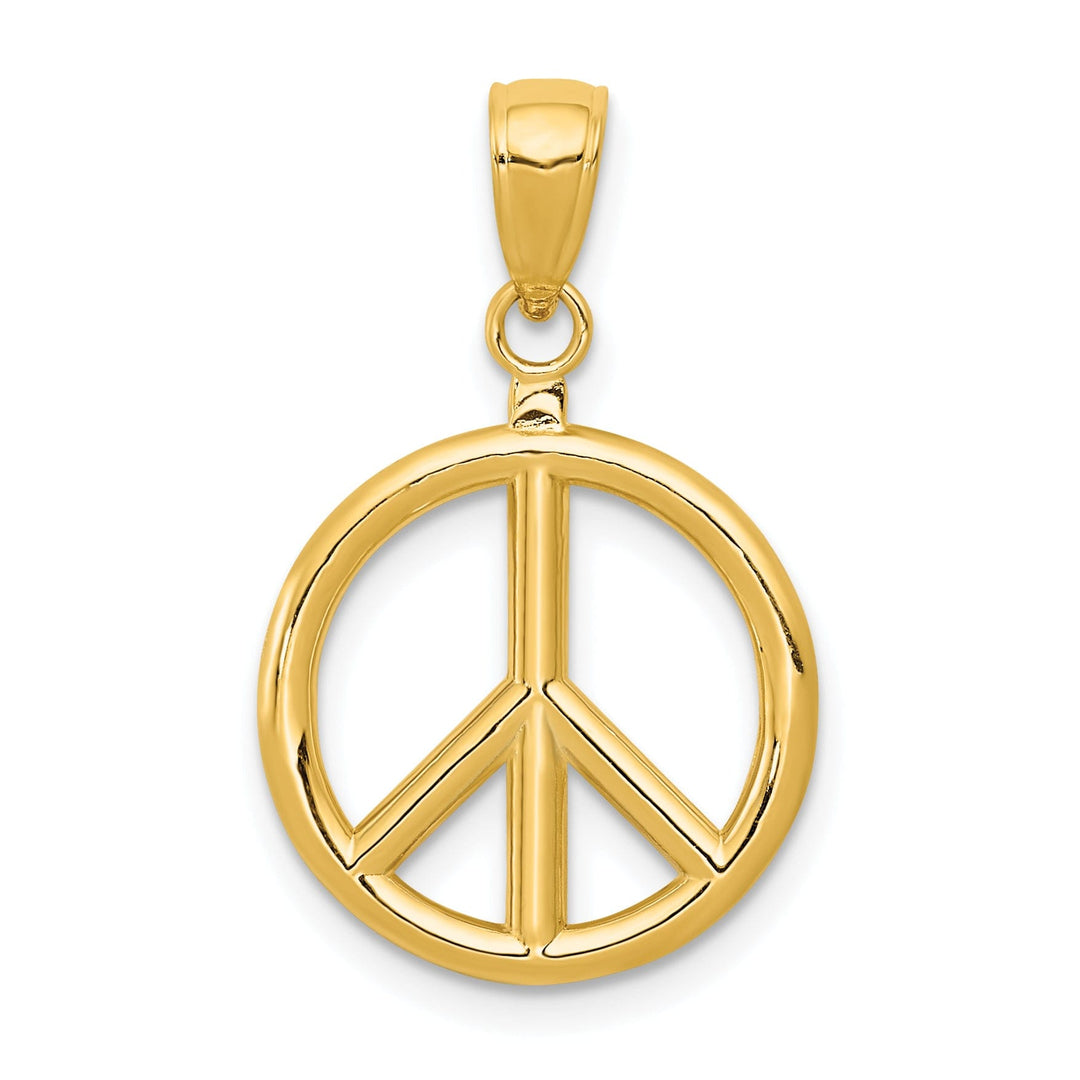 14k Yellow Gold Polished Peace Sign Charm