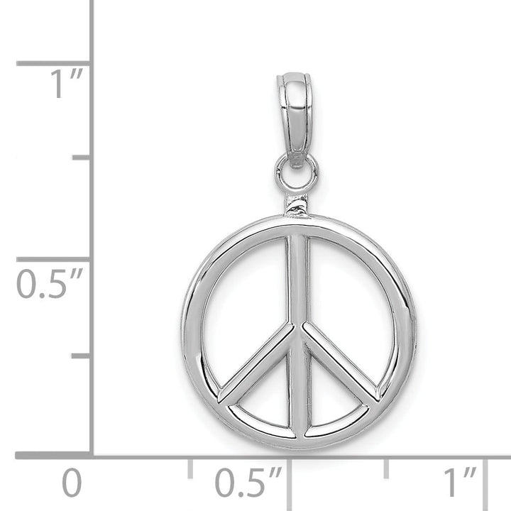 14k White Gold 3-D Peace Symbol Charm Pendant