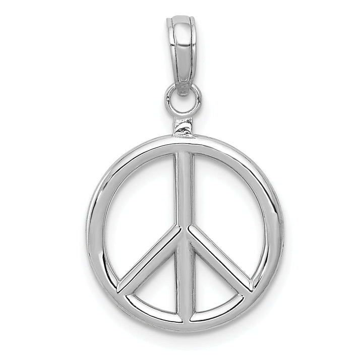 14k White Gold 3-D Peace Symbol Charm Pendant