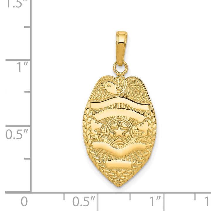 14k Yellow Gold Polished Police Badge Pendant