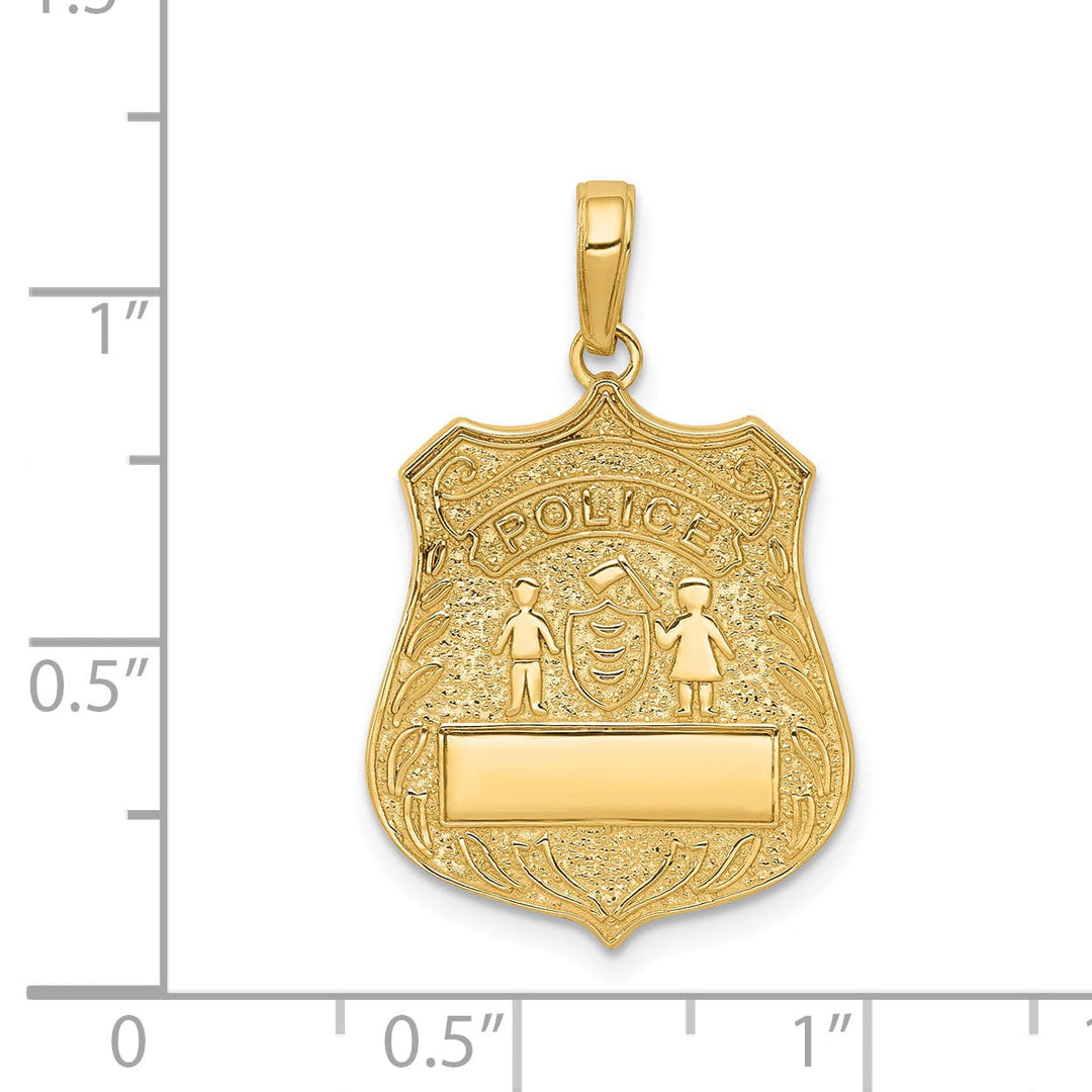 14k Yellow Gold Large Police Badge Pendant