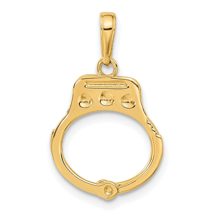 Solid 14k Yellow Gold Polish Handcuffs Pendant