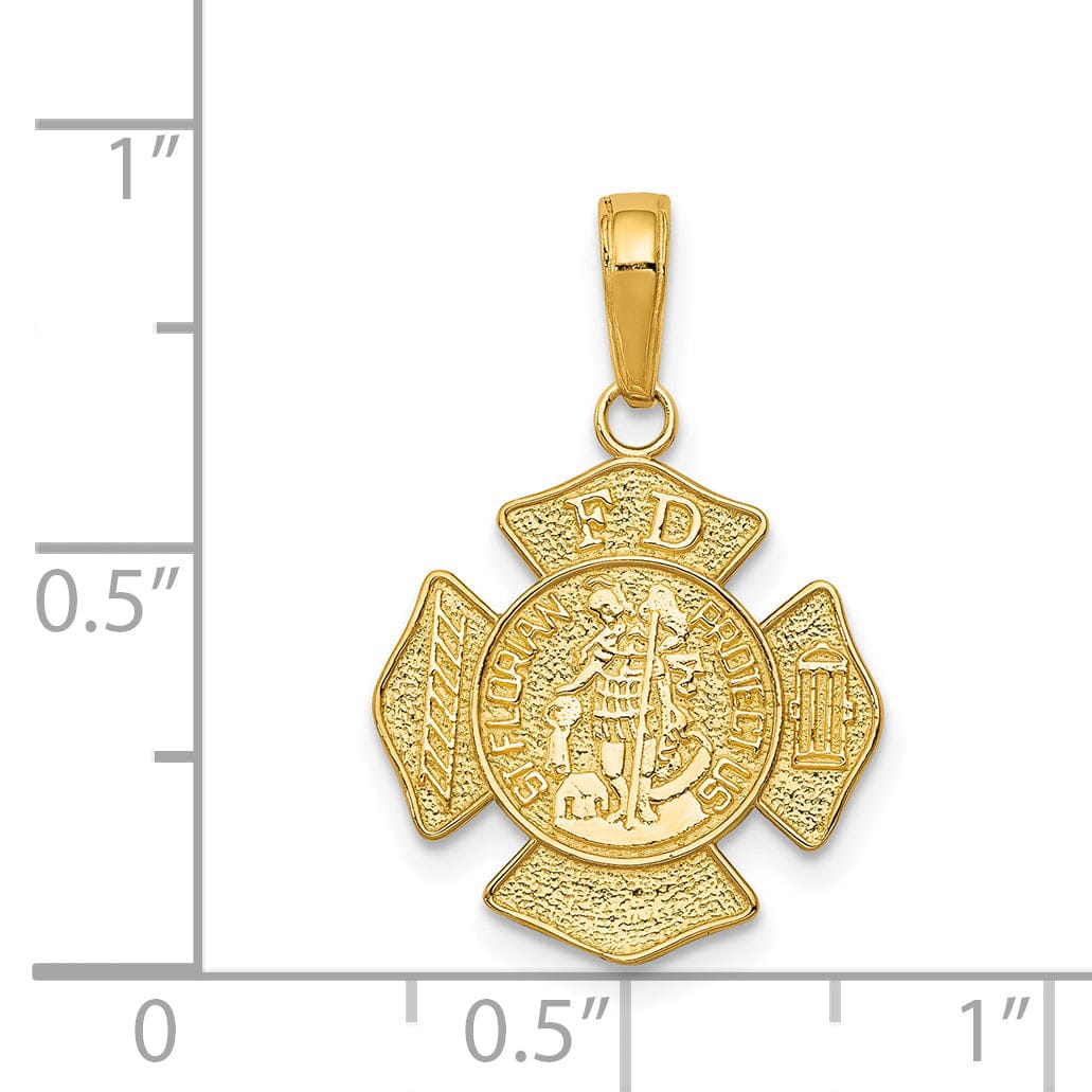 14k Yellow Gold Small Saint Florian Badge Pendant