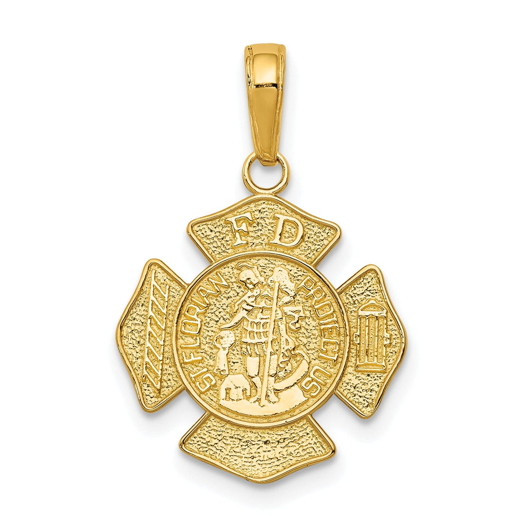 14k Yellow Gold Small Saint Florian Badge Pendant