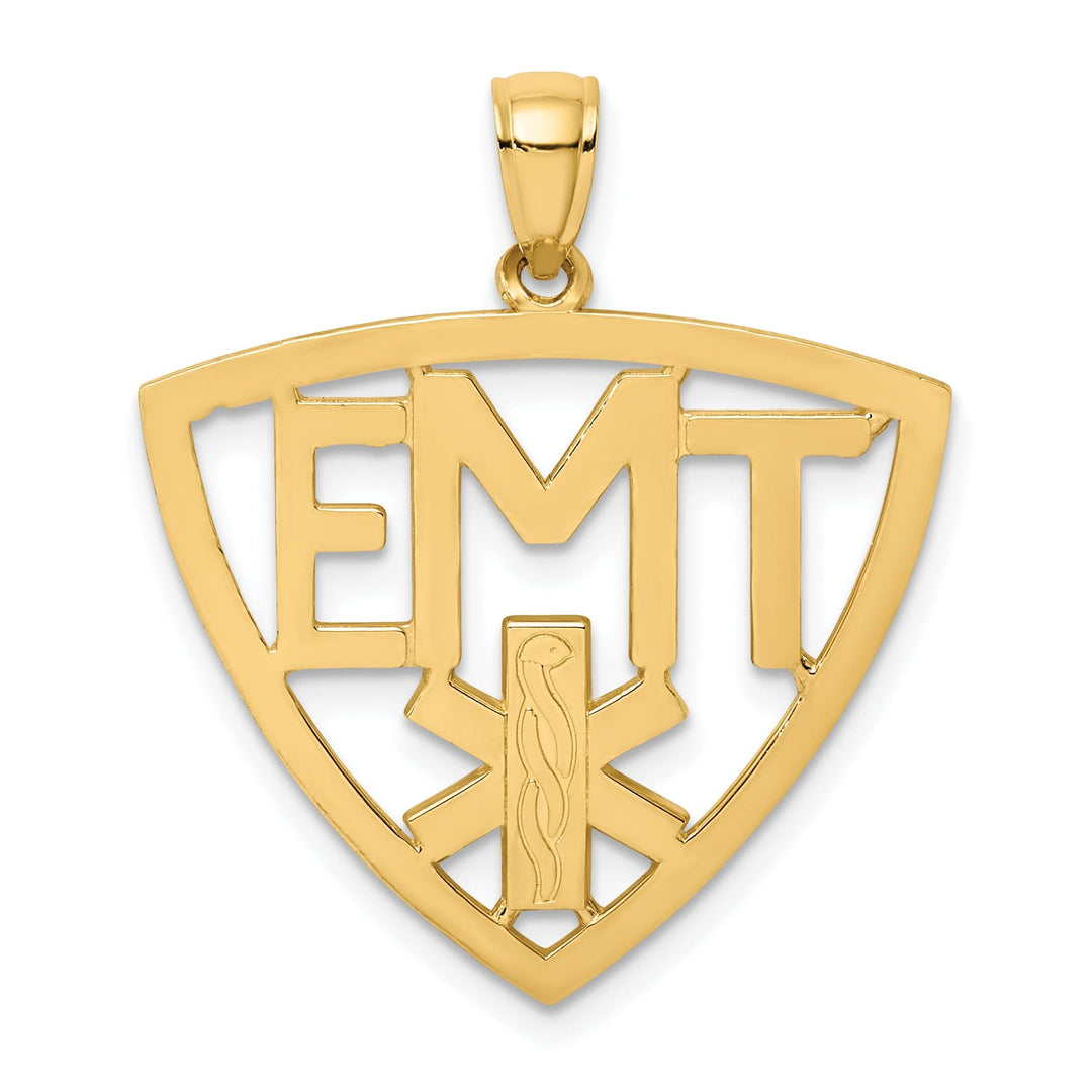 14k Yellow Gold Open Back Polished Finish Emergency Medical Technician Charm Pendant