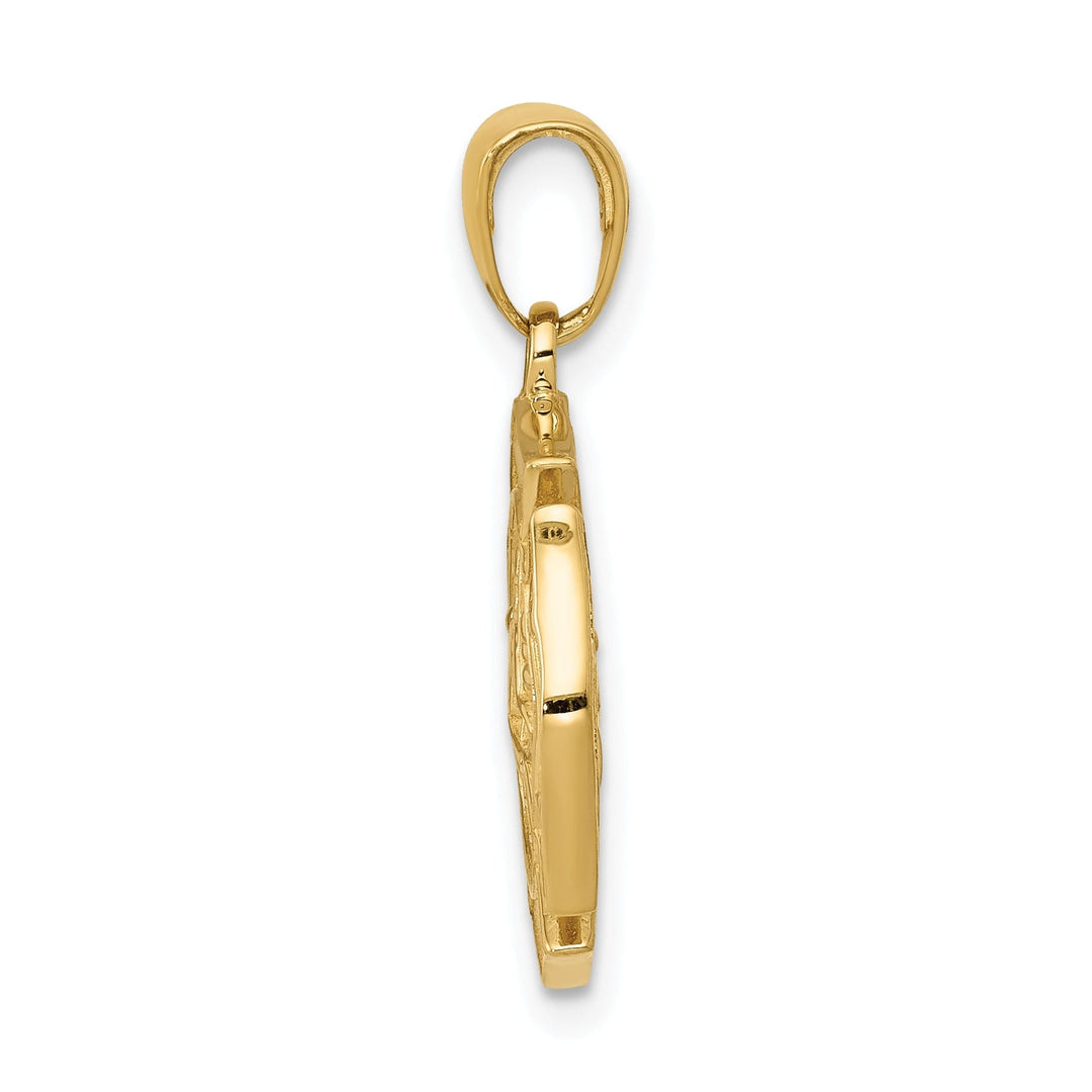 14k Yellow Gold Fire Department Shield Pendant