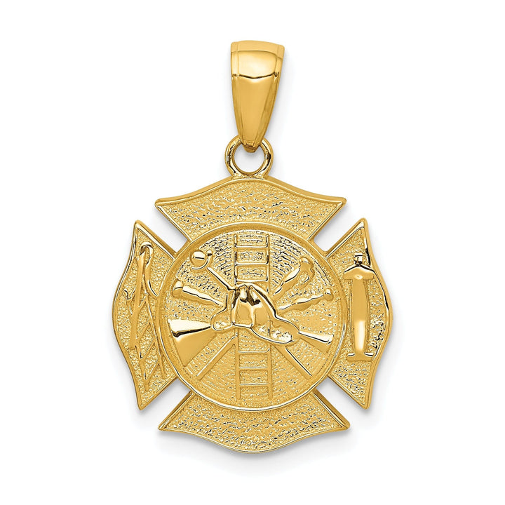 14k Yellow Gold Fire Department Shield Pendant