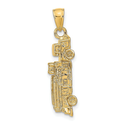 14k Yellow Gold Textured Polished Finish 3-Dimensional Fire Truck Charm Pendant