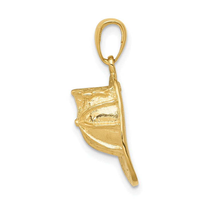 14k Yellow Gold 3-D Firefighter Hat Pendant