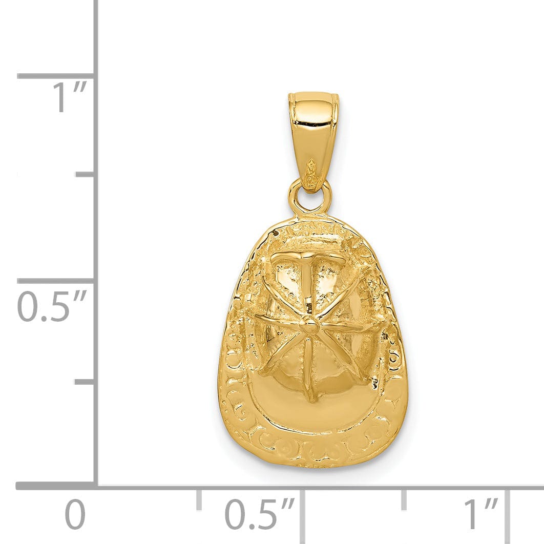 14k Yellow Gold 3-D Firefighter Hat Pendant