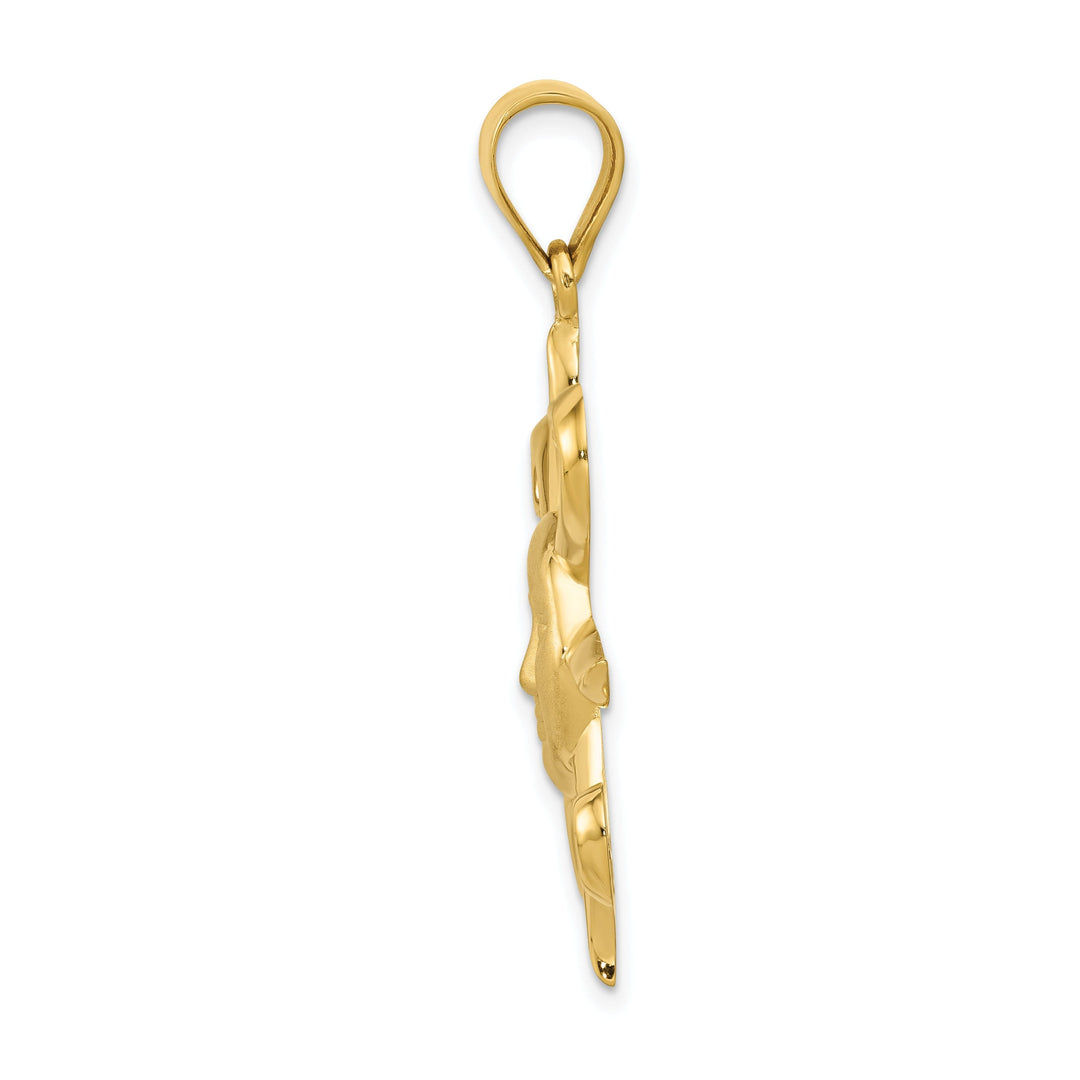 14k Yellow Gold Solid Sun Design Pendant