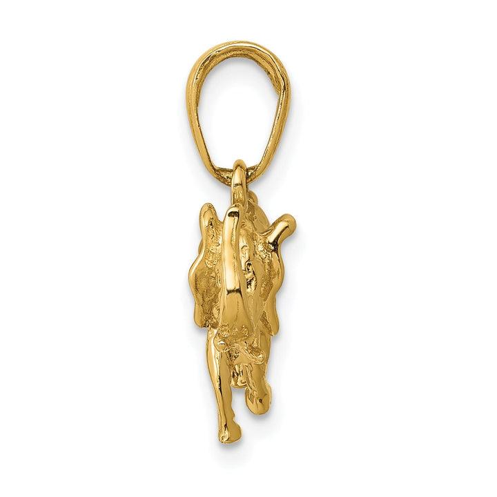 14k Yellow Gold Solid Polished Finish 3-Dimensional Elephant Charm Pendant