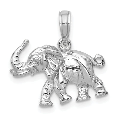 14k White Gold Solid Polished Finish 3-Dimensional Elephant Charm Pendant at $ 273.58 only from Jewelryshopping.com