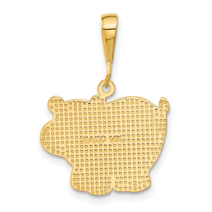 14k Yellow Gold Textured Polished Finish Hippo Charm Pendant