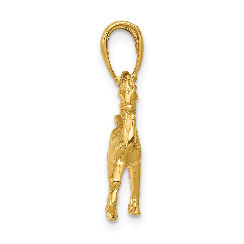 14k Yellow Gold Solid Diamond Polished Finish 3-Dimentional Unicorn Charm Pendant