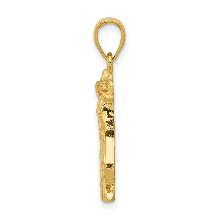 14k Yellow Gold Solid Polished Finish Open-Backed Horse Head Charm Pendant