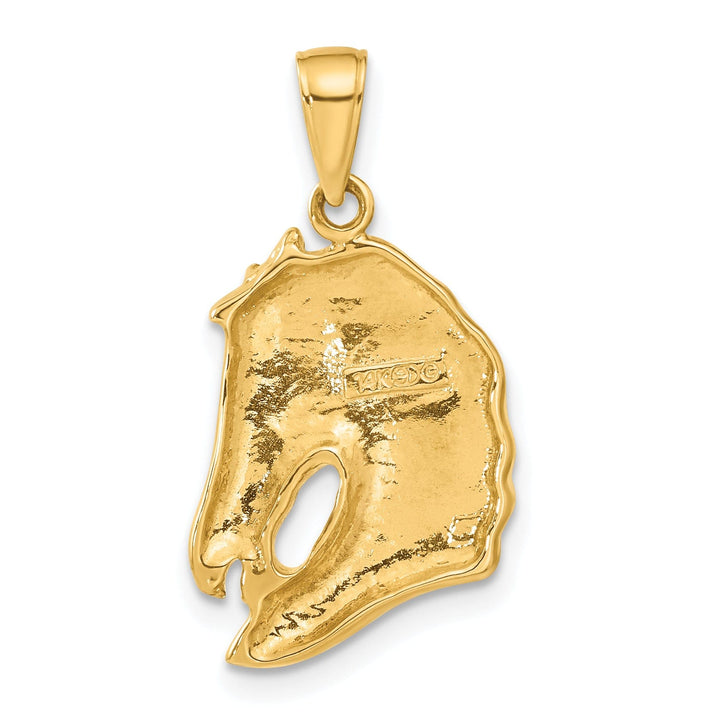 14k Yellow Gold Solid Polished Finish Open-Backed Horse Head Charm Pendant