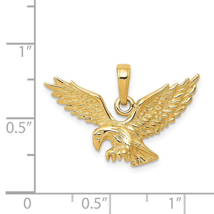 14k Yellow Gold Solid Polished Eagle Pendant