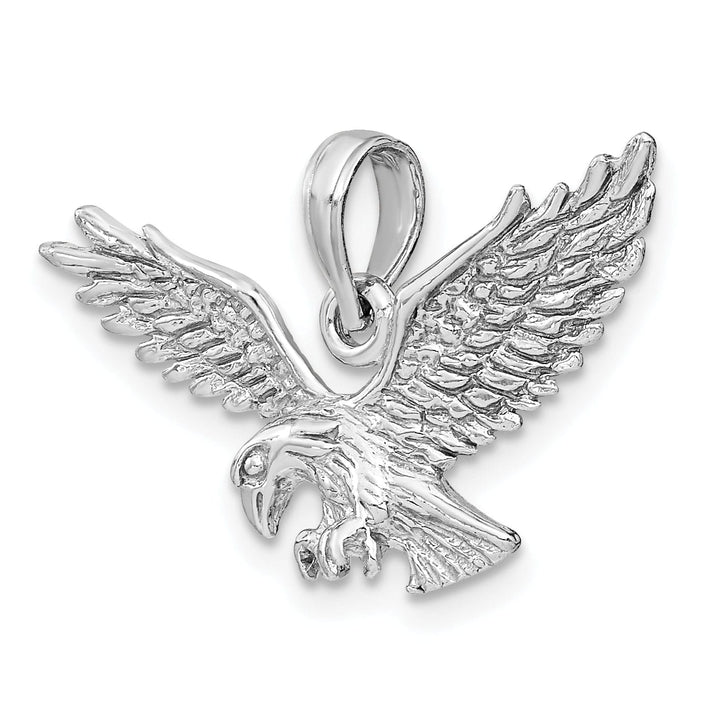 14k White Gold Textured Solid Polished Finish Eagle Landing Mens Charm Pendant