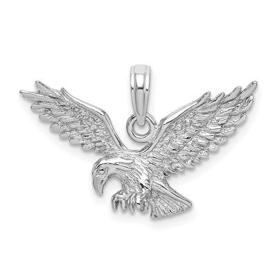 14k White Gold Textured Solid Polished Finish Eagle Landing Mens Charm Pendant at $ 199.02 only from Jewelryshopping.com