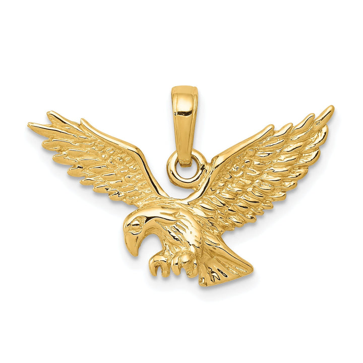 14k Yellow Gold Solid Polished Eagle Pendant