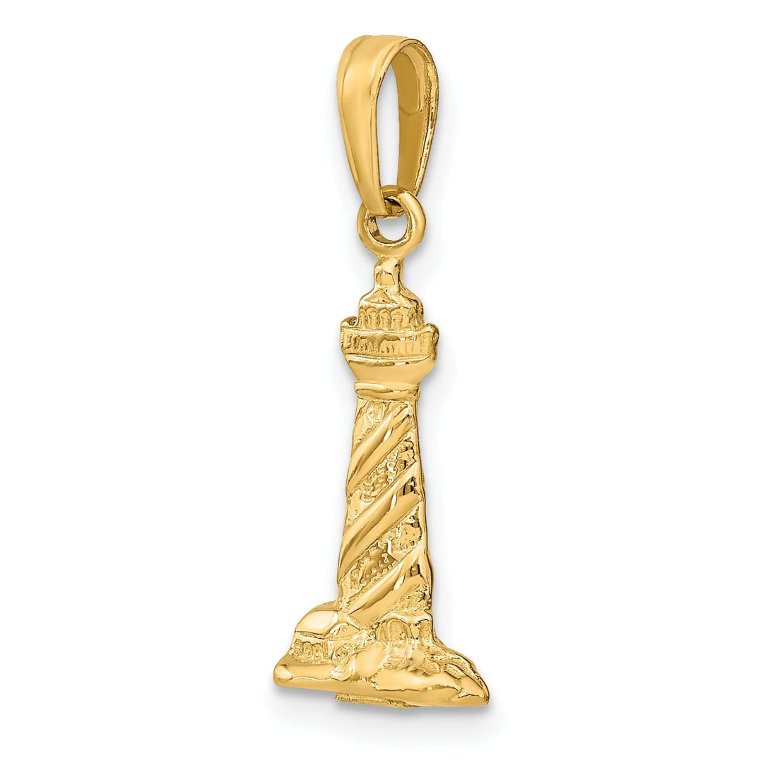 14k Yellow Gold Polished Textured Finish 3-Dimensional St. Augustine Lighthouse Charm Pendant