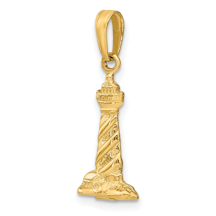 14k Yellow Gold Polished Textured Finish 3-Dimensional St. Augustine Lighthouse Charm Pendant