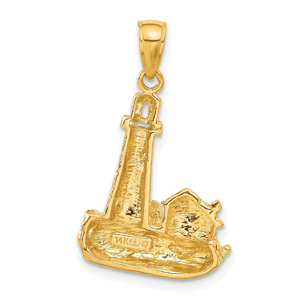 14k Yellow Gold Solid Polished Finish Cape Cod Lighthouse Pendant