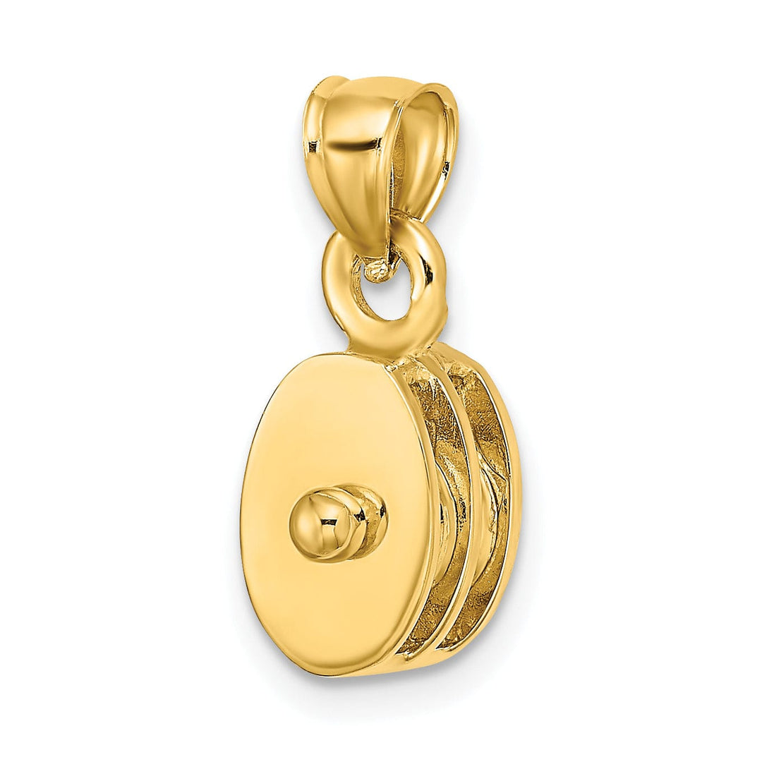 14K Yellow Gold Polished Finished 3-D Moveable Ship Pulley Charm