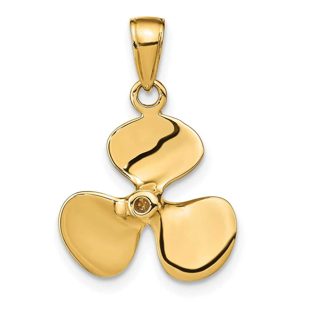 14k Yellow Gold Polished 3-D Propeller Pendant