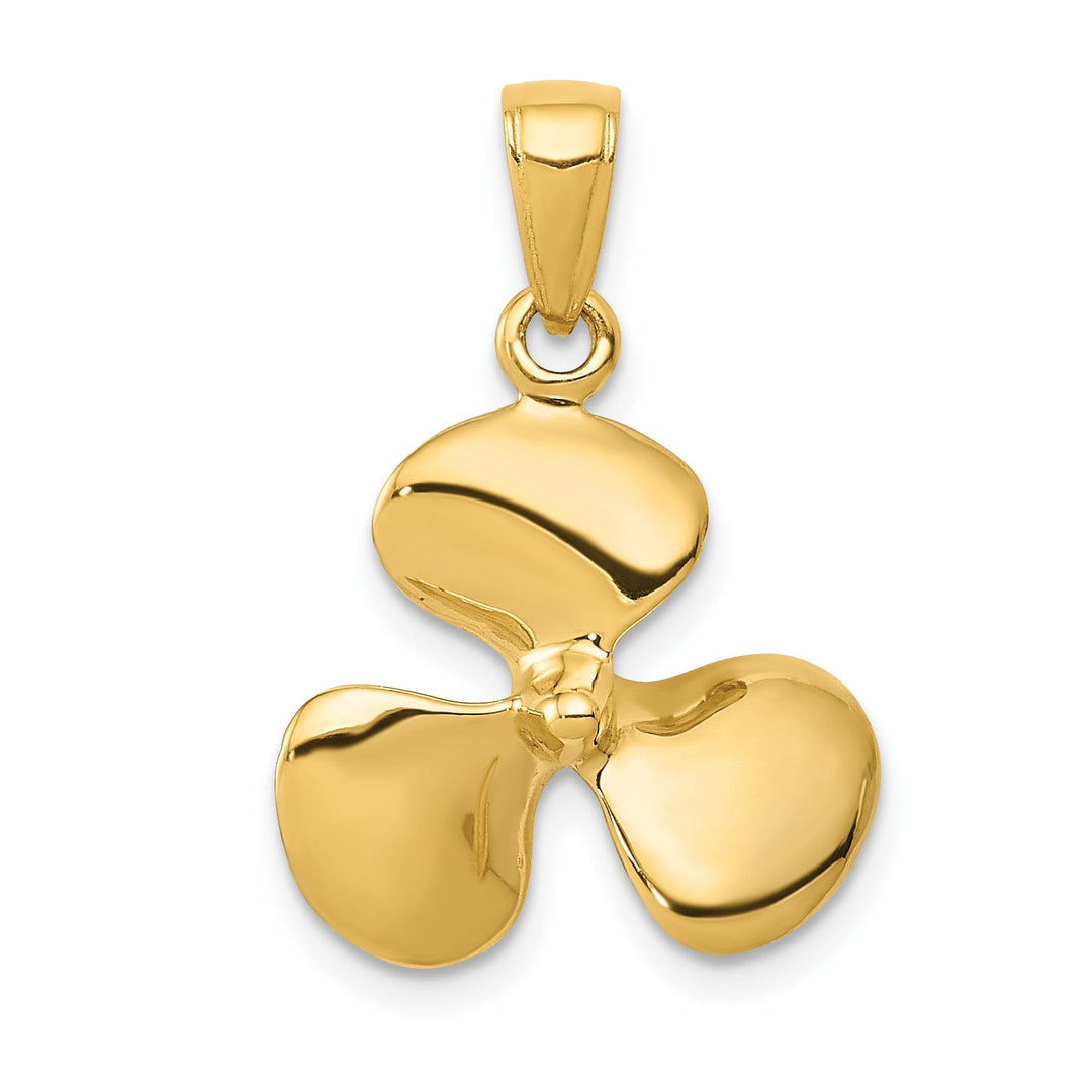 14k Yellow Gold Polished 3-D Propeller Pendant