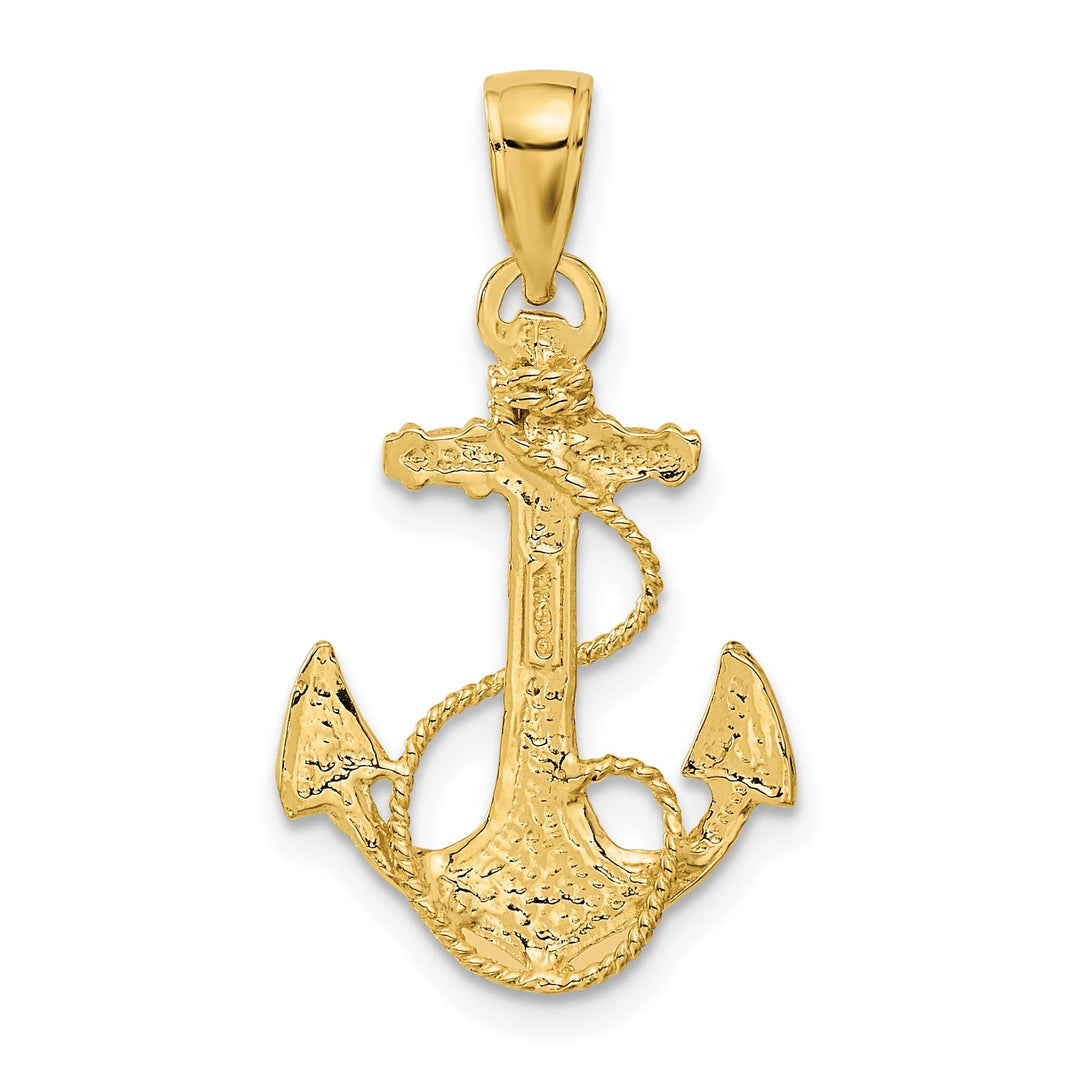 14k Yellow Gold Solid Polished Anchor Pendant