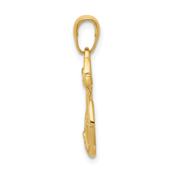 14k Yellow Gold Solid Polished Anchor Pendant