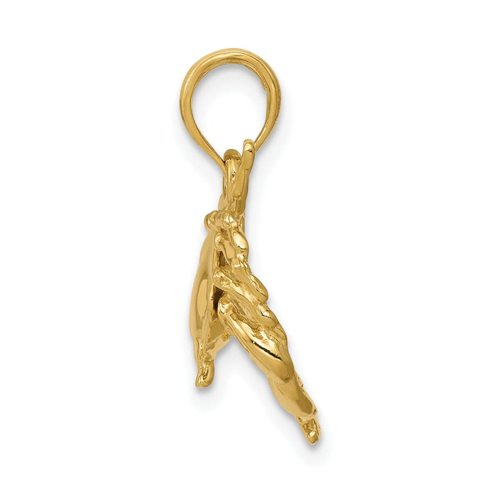 14k Yellow Gold Polished Open-Backed Polished Finish Solid Stone Crab Charm Pendant