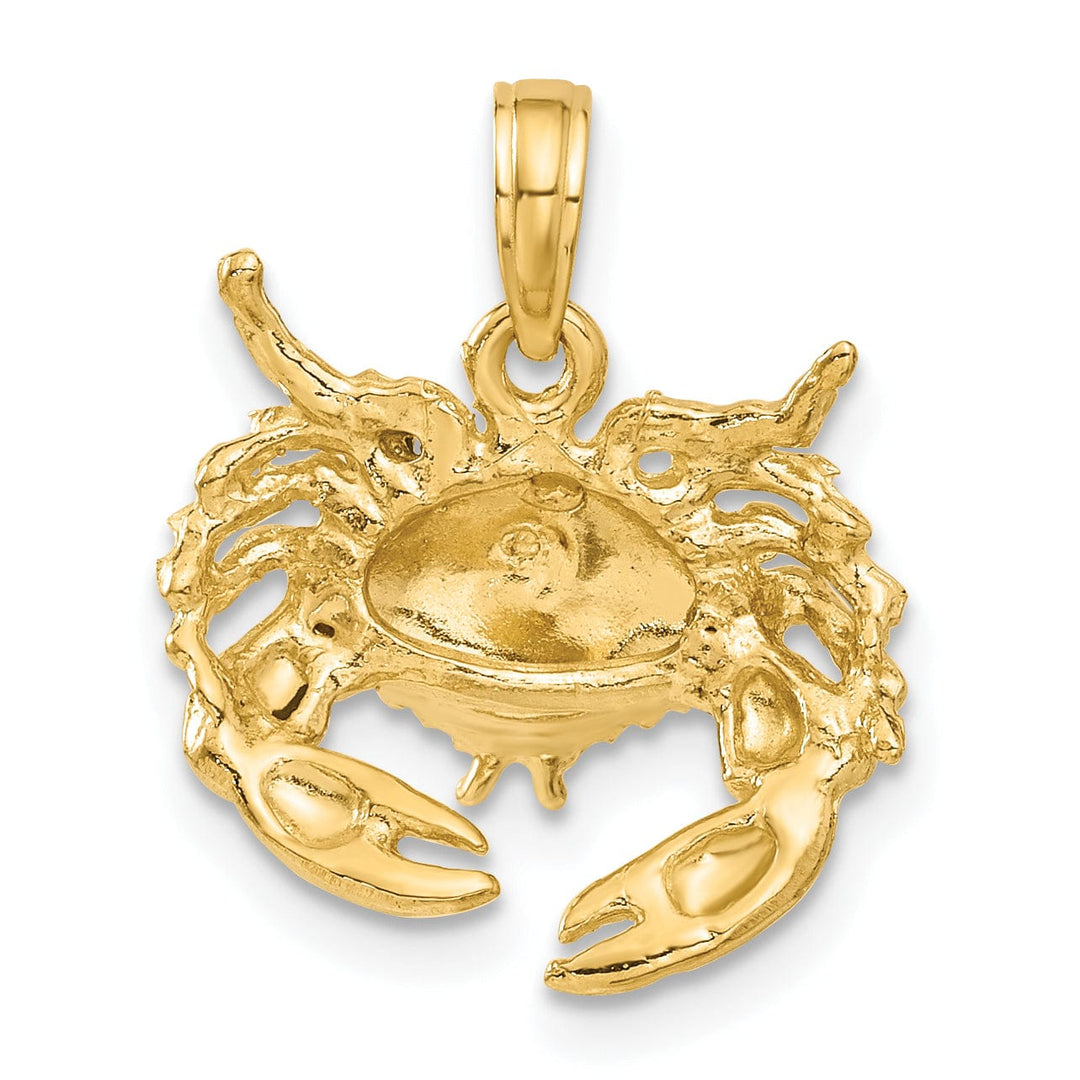 14k Yellow Gold Polished Open-Backed Polished Finish Solid Stone Crab Charm Pendant