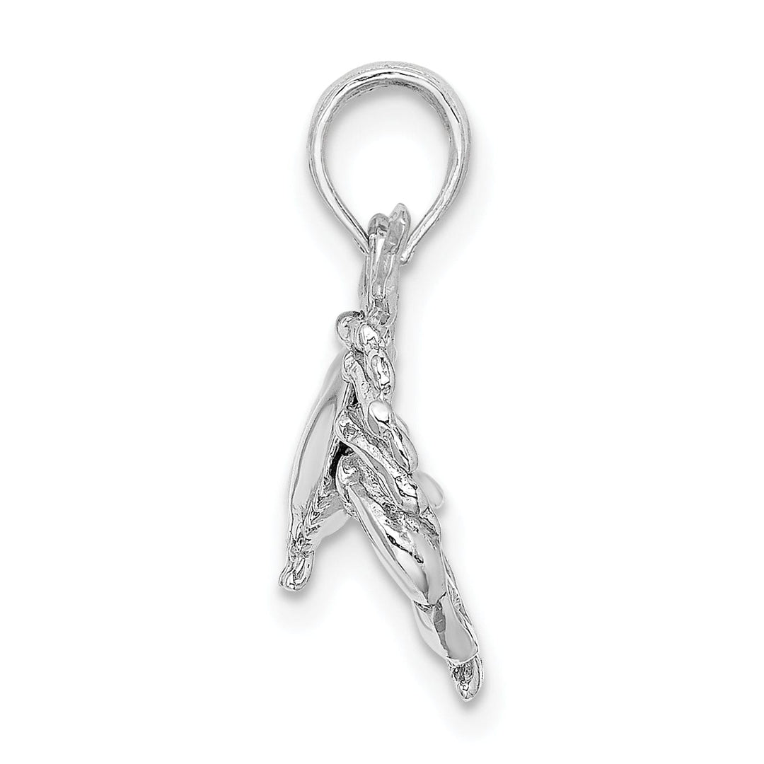 14k White Gold Polished Open-Backed Polished Finish Solid Stone Crab Charm Pendant