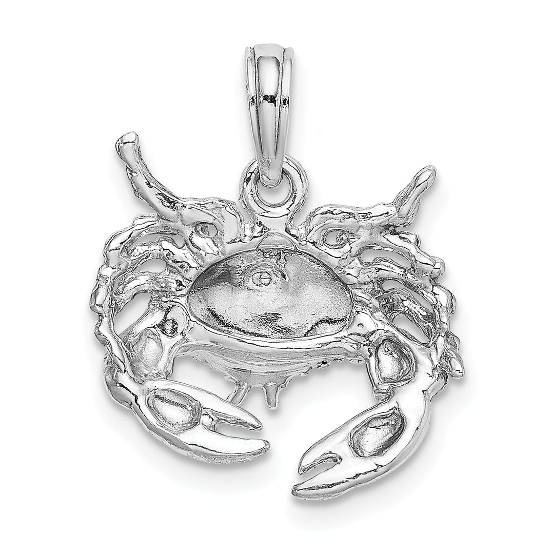 14k White Gold Polished Open-Backed Polished Finish Solid Stone Crab Charm Pendant