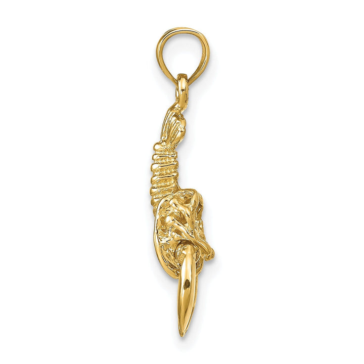 14k Yellow Gold Polished Solid Moveable Maine Lobster Pendant