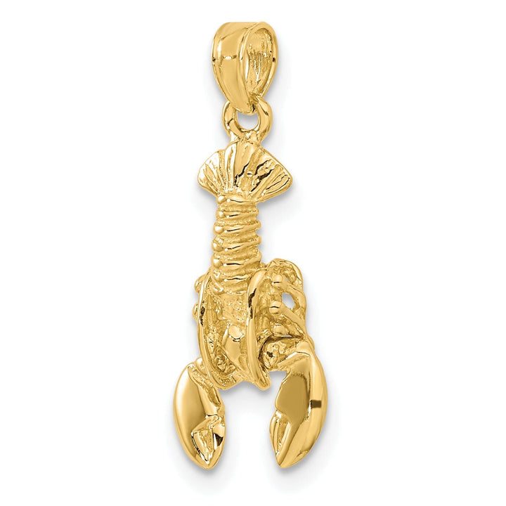 14k Yellow Gold Polished Solid Moveable Maine Lobster Pendant