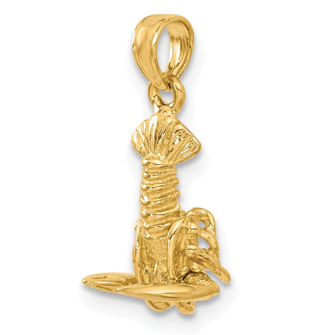 14k Yellow Gold Polished Solid Moveable Maine Lobster Pendant