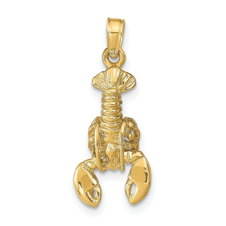 14k Yellow Gold Polished Solid Moveable Maine Lobster Pendant