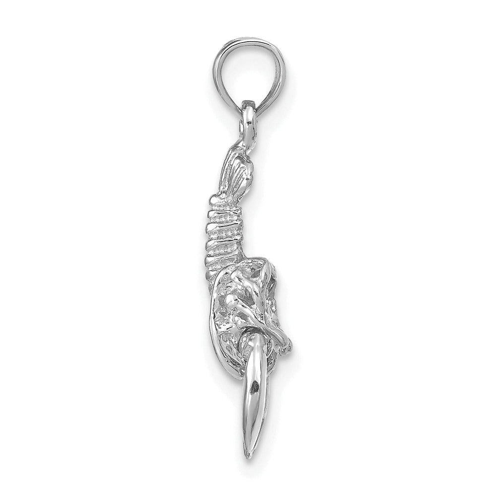 14k White Gold Polished Finish Solid Moveable Maine Lobster Charm Pendant