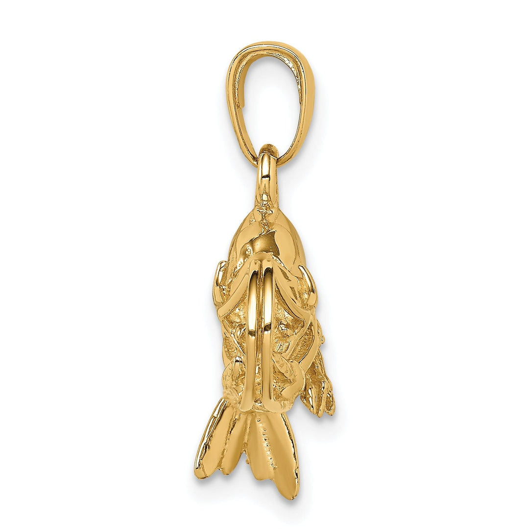 14K Yellow Gold Polished Finish Solid 3-Dimensional Shrimp Charm Pendant