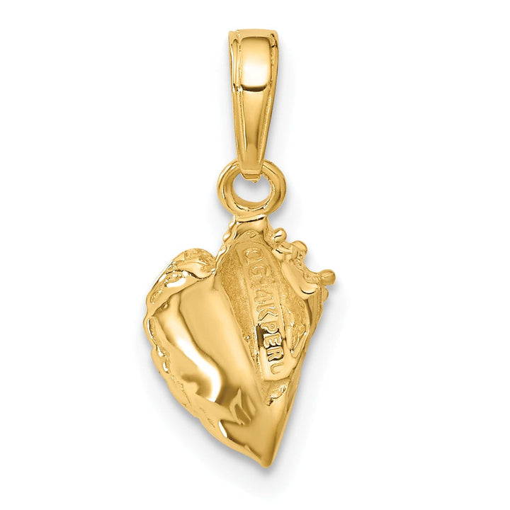 14k Yellow Gold Solid Texture Polished Finish Conch Shell Charm Pendant