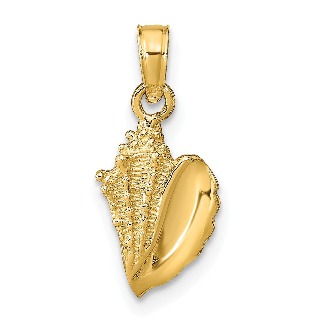 14k Yellow Gold Solid Texture Polished Finish Conch Shell Charm Pendant