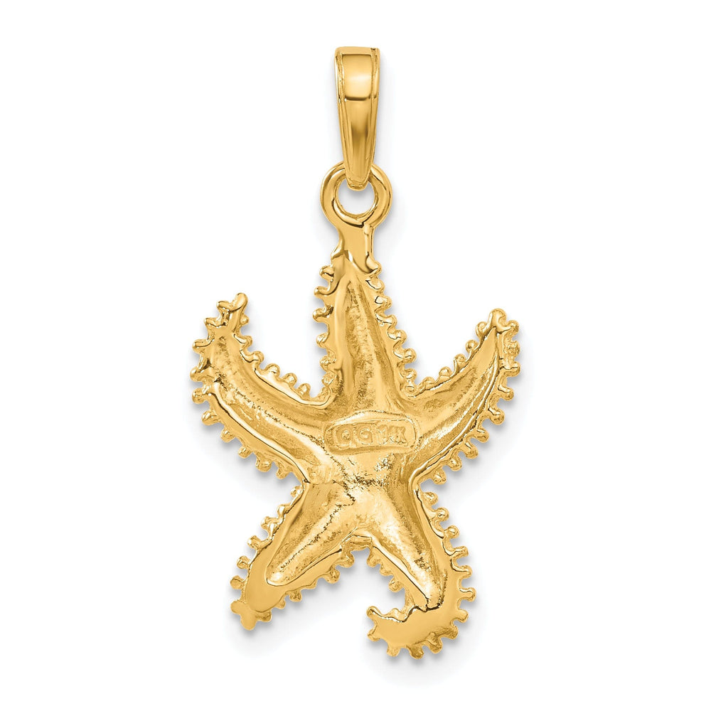 14k Yellow Gold Solid Textured Polished Finish Open-Backed Men's Starfish Charm Pendant